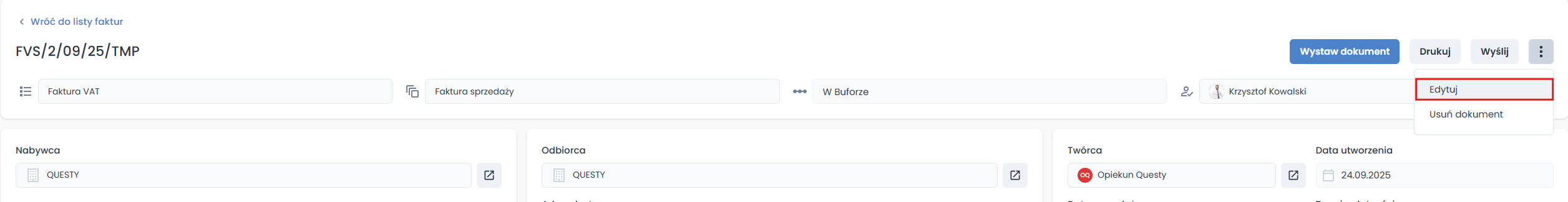 Edycja dokumentu w buforze
